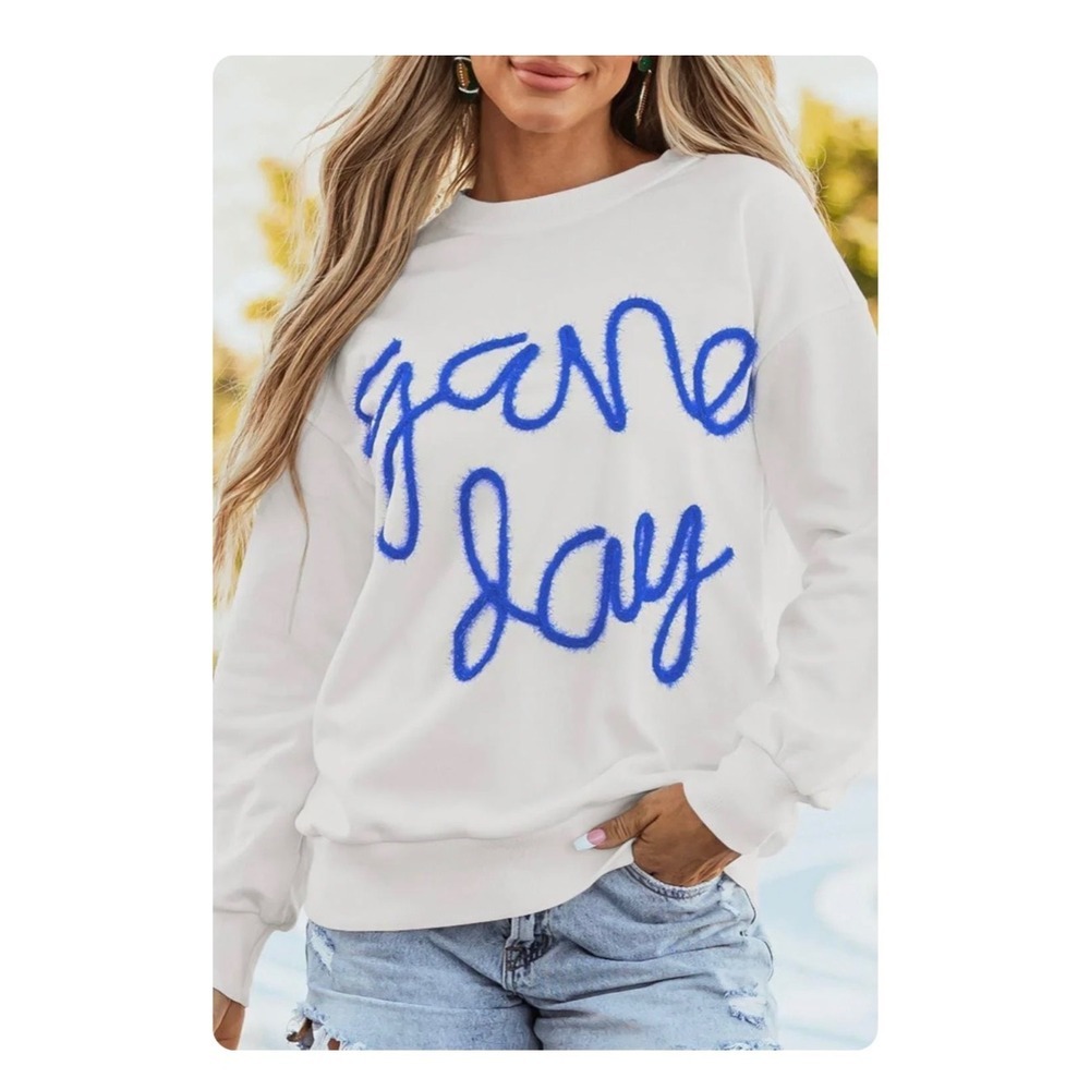 Game Day Sweatshirt Womens Medium White Sports College